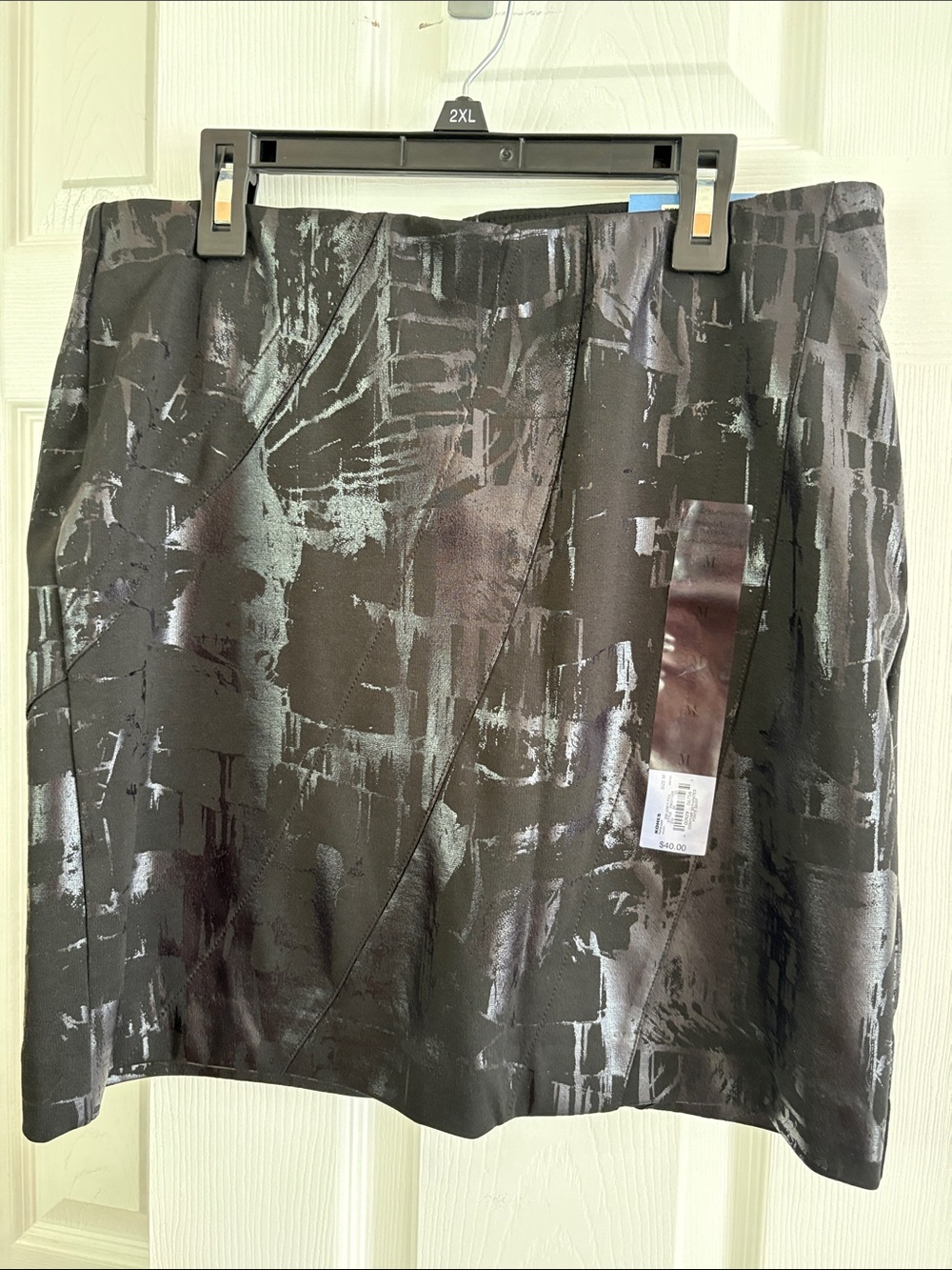 Simply Vera Vera Wang Black Metallic Abstract Mini/ Ponte Skirt